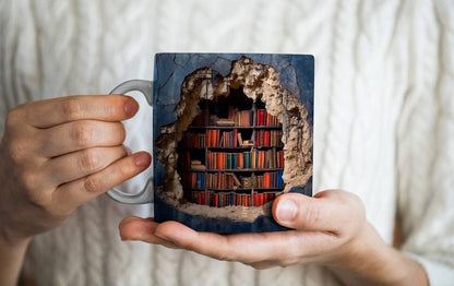 Taza de cerámica con forma de libro y efecto 3D realista
