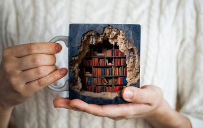 3D Effect Realistic Books Mug, Ceramic Book Mug