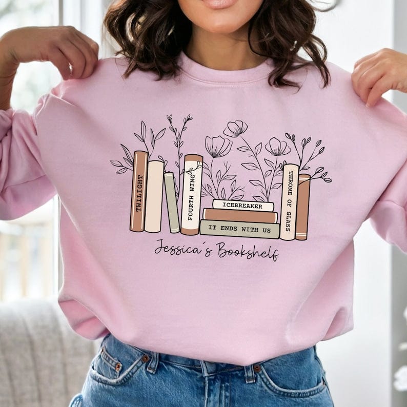 Custom Bookshelf Sweatshirt, Book Lover Shirts