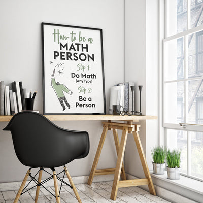 How to be a Math Person Printable Fun Math Poster, Fun Math Classroom Decor for High School and Middle School Teachers