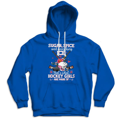 Sudadera con capucha de hockey juvenil Sugar Spice Everything Ice That's What Are Hockey Girl Made Of, camiseta de hockey sobre hielo