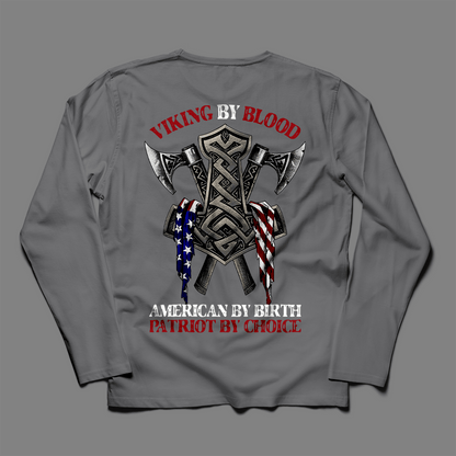 Patriotic Shirts For Men Viking By Blood, American By Birth, Patriot By Choice, Patriotic American Shirts