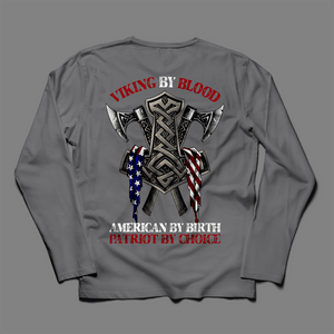 Patriotic Shirts For Men Viking By Blood, American By Birth, Patriot By Choice, Patriotic American Shirts