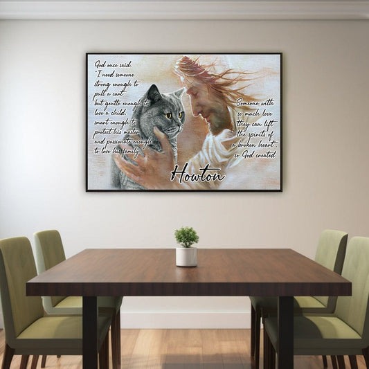 Personalized  British Shorthair Cat Memorial Poster, Canvas Heavenly Whisper Cat and Savior Embrace Quote Wall Art