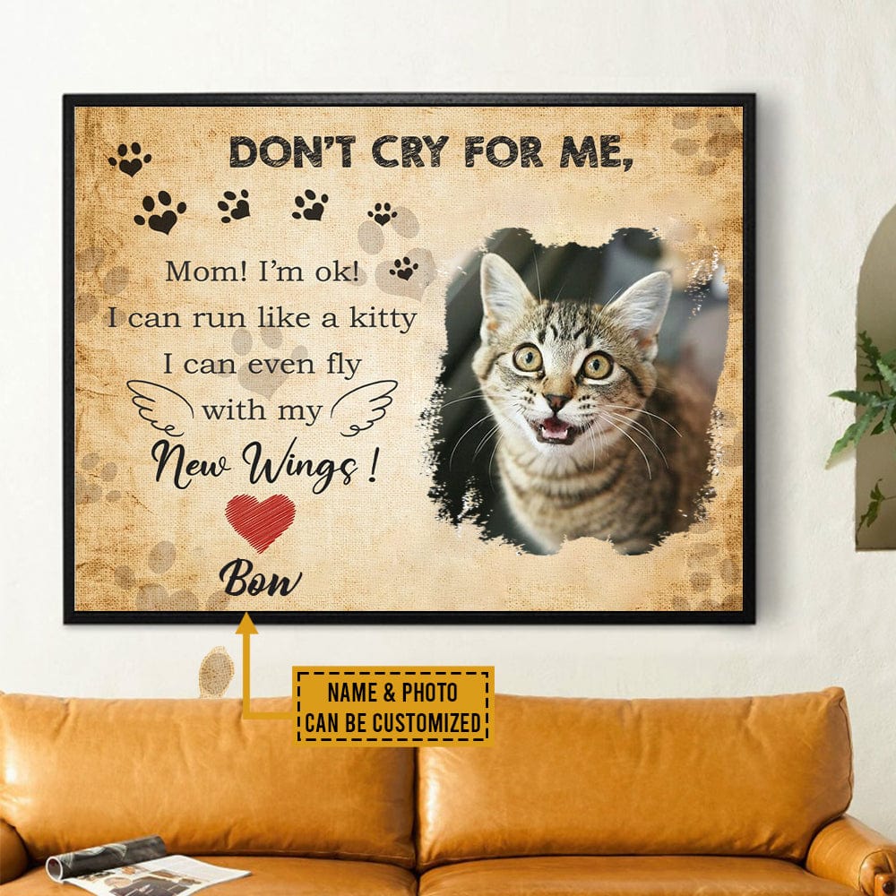 Póster conmemorativo de gato personalizado, lienzo No llores por mí