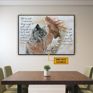 Póster conmemorativo personalizado de gato británico de pelo corto, lienzo con cita de gato susurrante celestial y abrazo del salvador, arte de pared