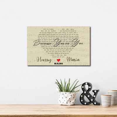 Because You're You Canvas, Poster, Personalized Valentine Canvas, Poster