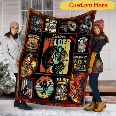 Personalized Welder Blanket, No Flux Given, Fleece & Sherpa