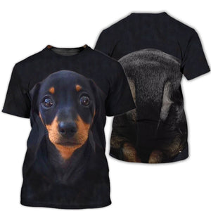 Dachshund All Over Print Shirt, All-Encompassing Pup Print Top, Complete Front-To-Back Artistry