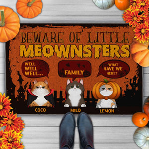 Personalized Cat Halloween Doormat - Beware Of Little Meownsters