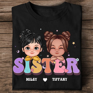 Personalized Sister Shirt - Customizable Design with Sisters Side By Side, Add Your Name