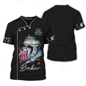 Camiseta de panadero personalizada: divertida batidora de cocina y obra de arte de cupcakes