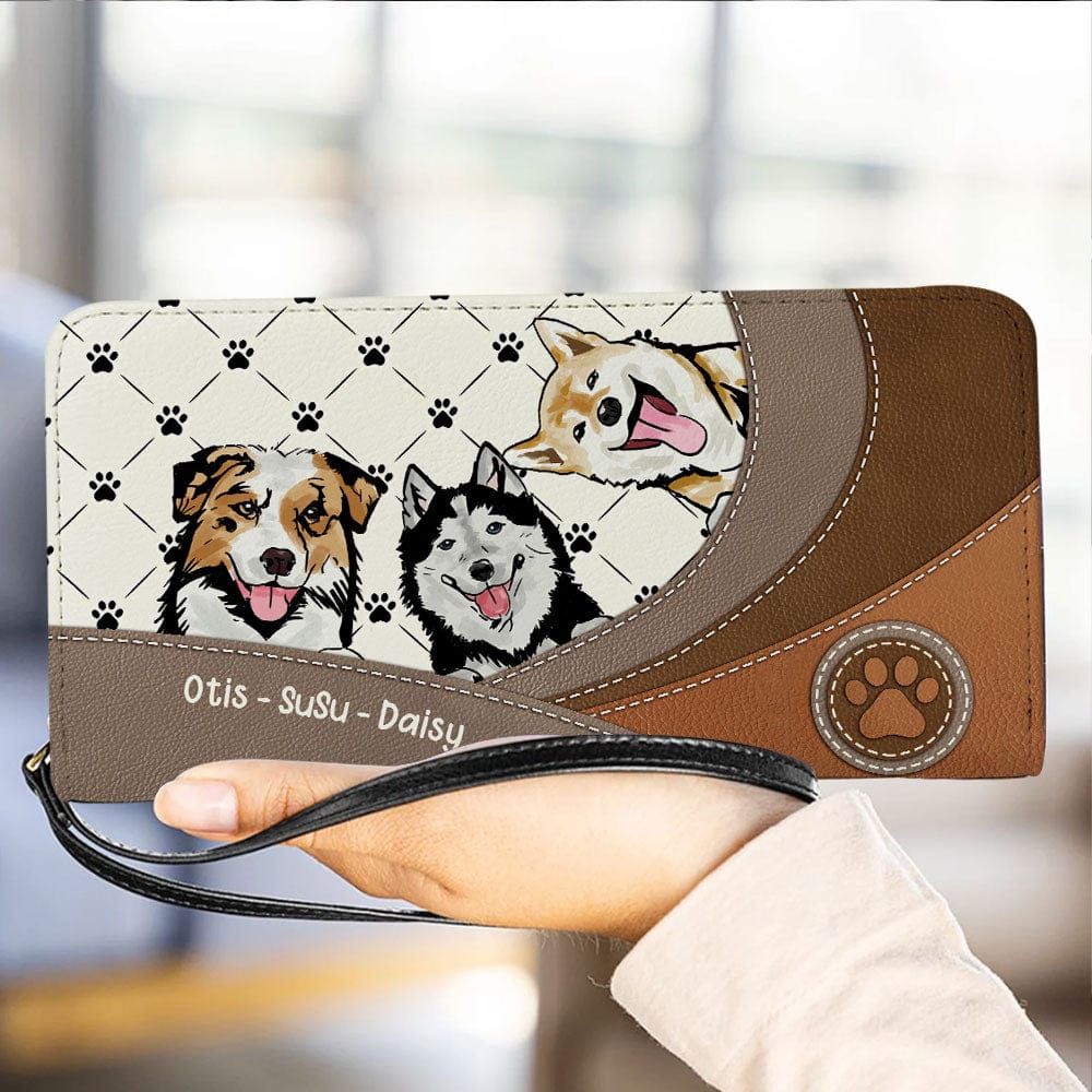 Personalized Dog Wallet 20x11cm, Personalized Cat Wallet 20x11cm - Designed With a Pet Paw Pattern on an Elegant Leather-Like Background