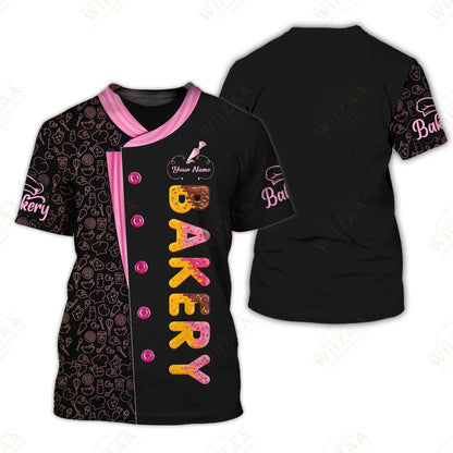 Personalized Baker Shirt - Bright Donut Typography with Dessert Border Detail