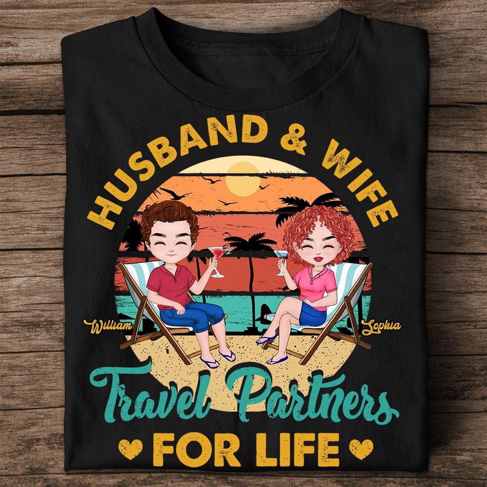 Personalized Couple T-shirt - Travel Partners For Life