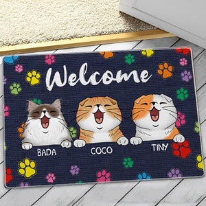 Personalized Cat Doormat - Welcome To My Home With My Cats