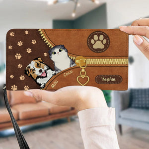 Personalized Cat Wallet 20x11cm,Personalized Dog Wallet 20x11cm - Customizable Cat, Dog Breed & Name Design With Zipper Design