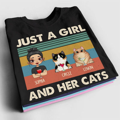 Personalized Cat Shirt - Just A Girl And Her Cats