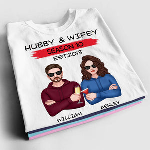 Personalized Couple T-shirt -Hubby & Wifey Season 10 Est.2013