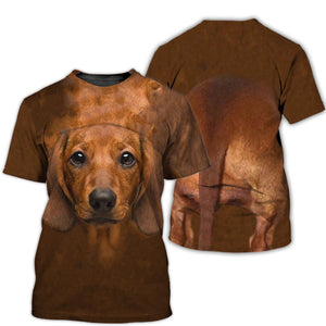 Dachshund All Over Print Shirt, Full-Shirt Dog Graphics, Front And Back Showcase