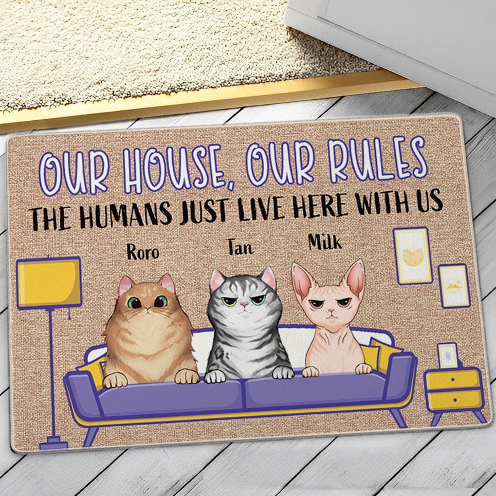 Keep In Mind When Visiting The House Cartoon Cat Welcome Doormats Home  Decoration Anti-slip Front