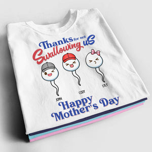 Personalized Family Shirt - Thanks For Not Swallowing Us, Happy Mother's Day