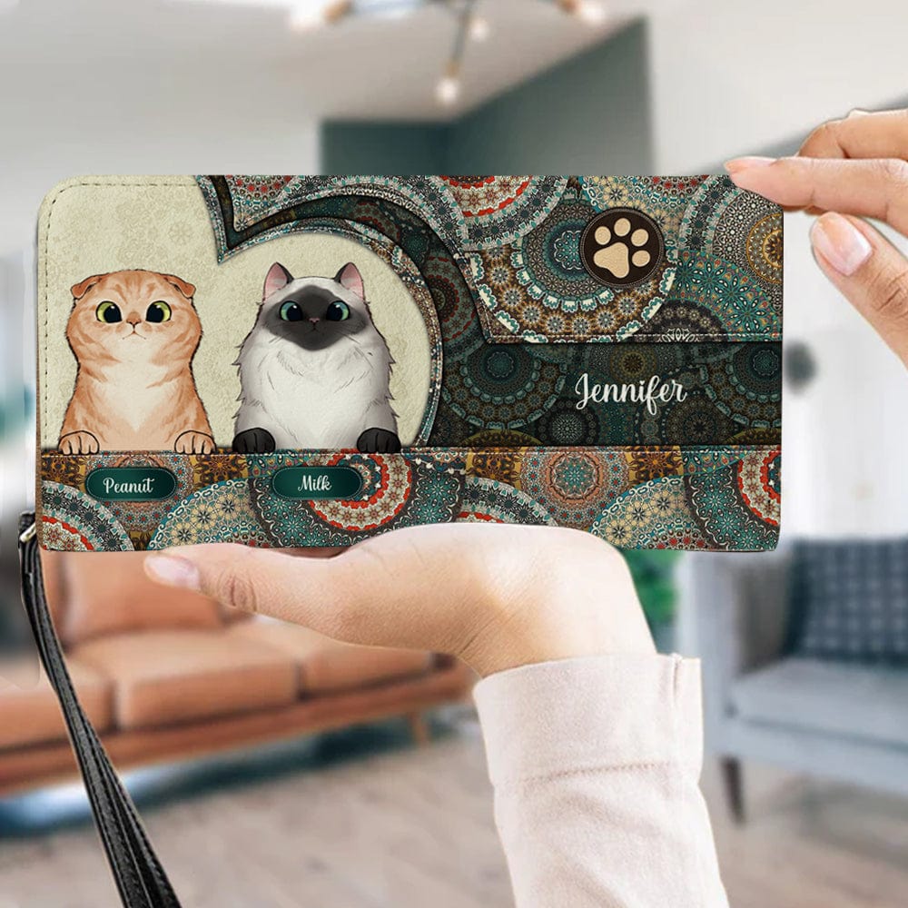 Personalized Cat Wallet 20x11cm - Customizable Cat Breed & Name Design, Featuring A Traditional Ethnic Background