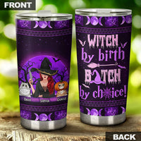 Personalized Cat Halloween Tumbler - Witches By Nature Bitches By Choice