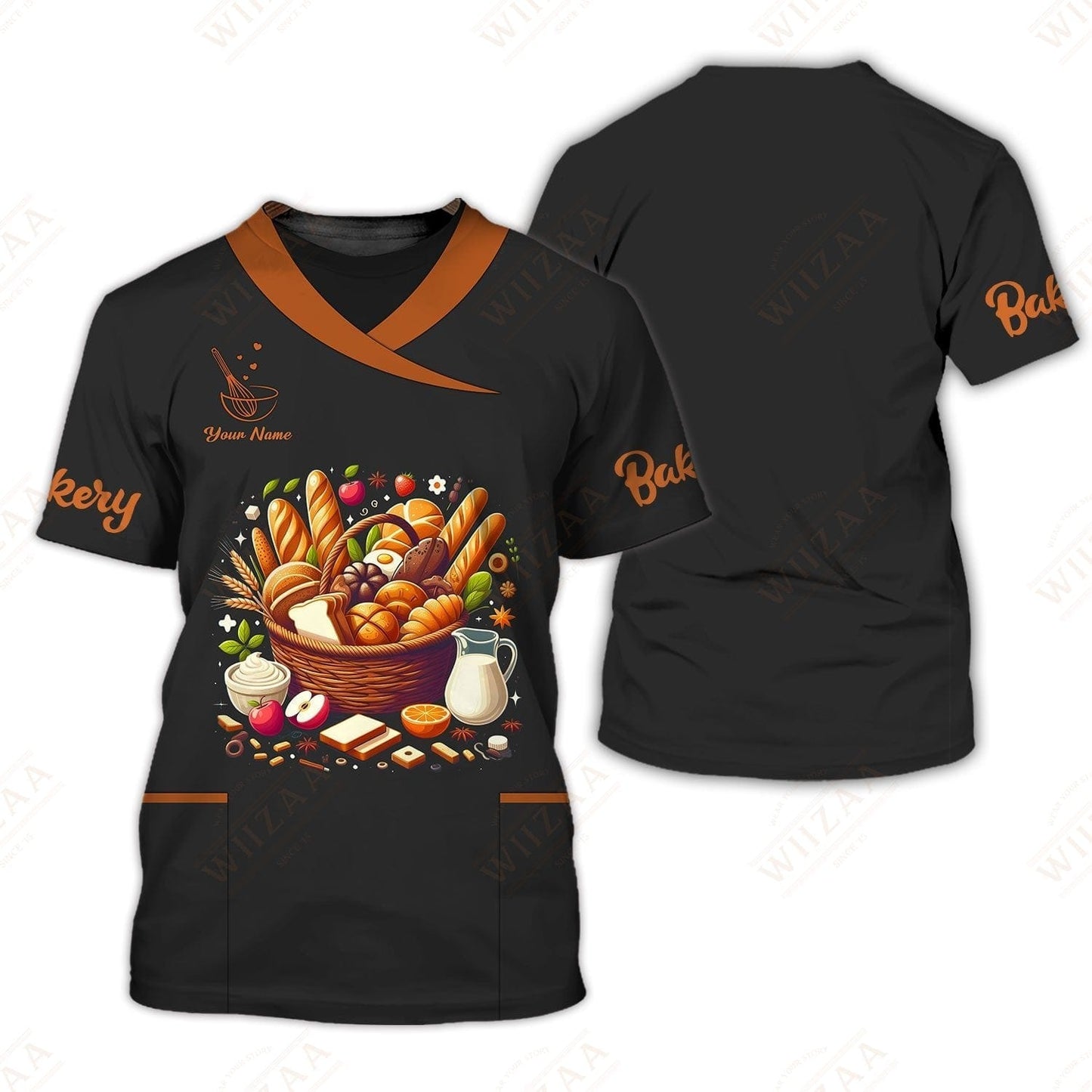 Personalized Baker Shirt - Colorful Artisan Loaf and Ingredient Array