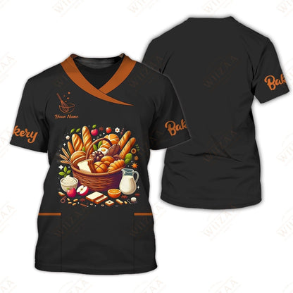 Personalized Baker Shirt - Colorful Artisan Loaf and Ingredient Array