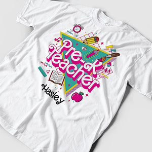 Camiseta personalizada para maestros: maestra de preescolar, elaborada con amor