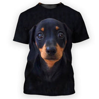 Dachshund All Over Print Shirt, All-Encompassing Pup Print Top, Complete Front-To-Back Artistry