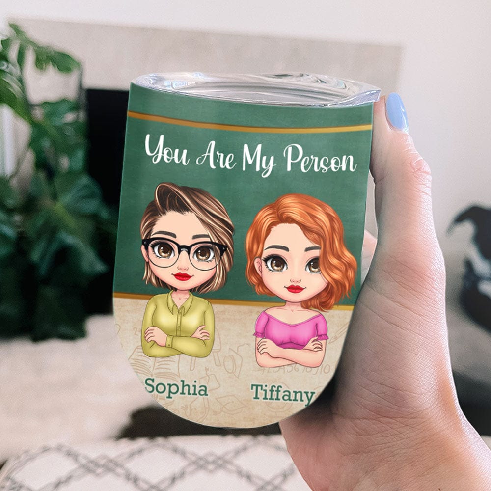 Vaso de vino personalizado para profesores: Eres mi persona El trabajo nos hizo colegas