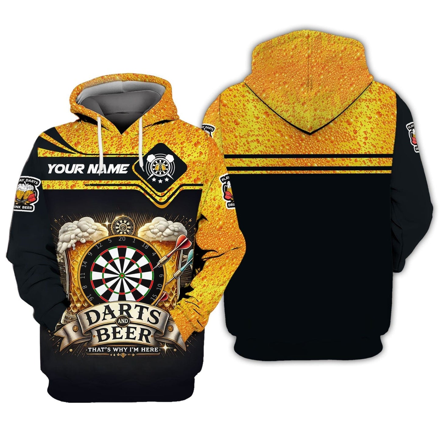 Darts And Beer That's Why I'm Here Shirt Personalized Name 3D Shirt For Beer Darts Club Lovers, All Over Printed