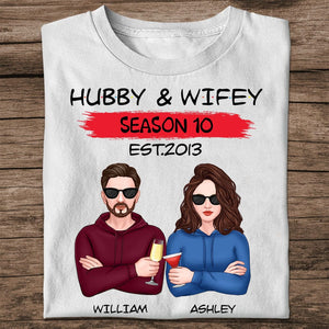 Personalized Couple T-shirt -Hubby & Wifey Season 10 Est.2013