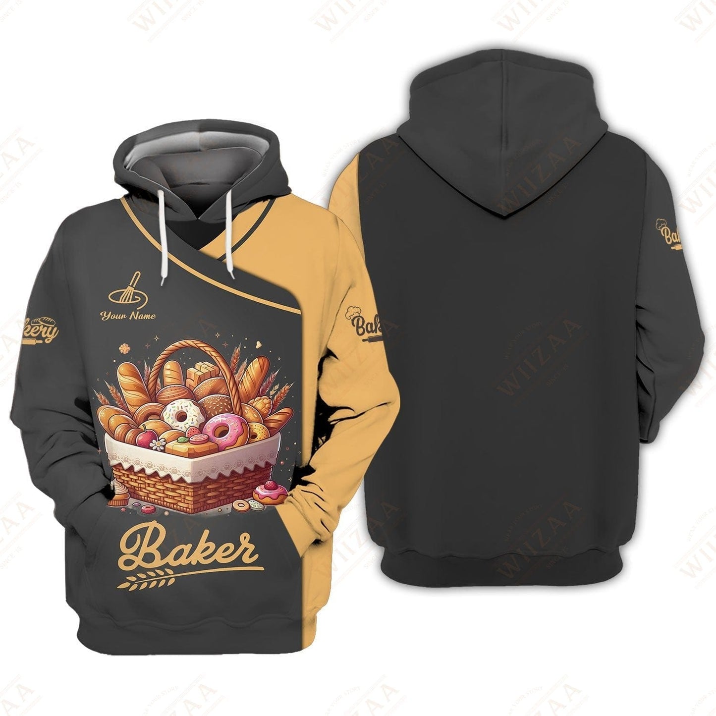 Personalized Baker Shirt - Artisan Pastry Collection with Golden Highlights