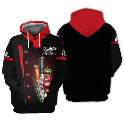 Personalized Chef Shirt - Fresh Harvest Knife & Vegetables Emblem, All Over Printed