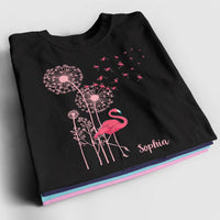 Personalized Flamingo Shirt - Embellished With Elegant Dandelion Blossoms For Unique Style