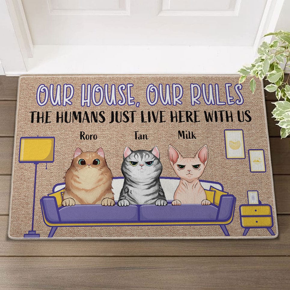 Felpudo de gato personalizado - Nuestra casa, nuestras reglas