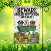 Personalized Pet House & Garden Flag, Home Sweet Haunted Home, Beware Spoiled Rotten Dog Lives Here