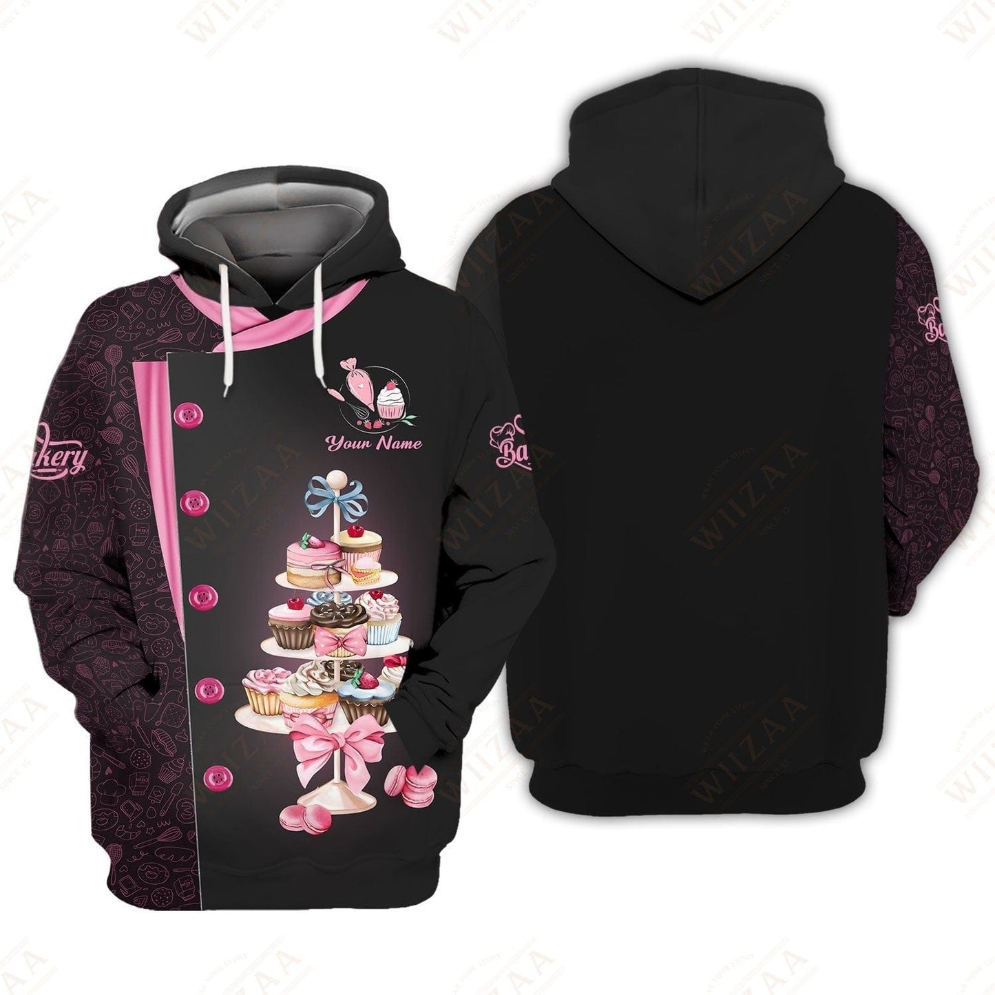 Personalized Baker Shirt - Cupcake and Confectionery Stack Illustration