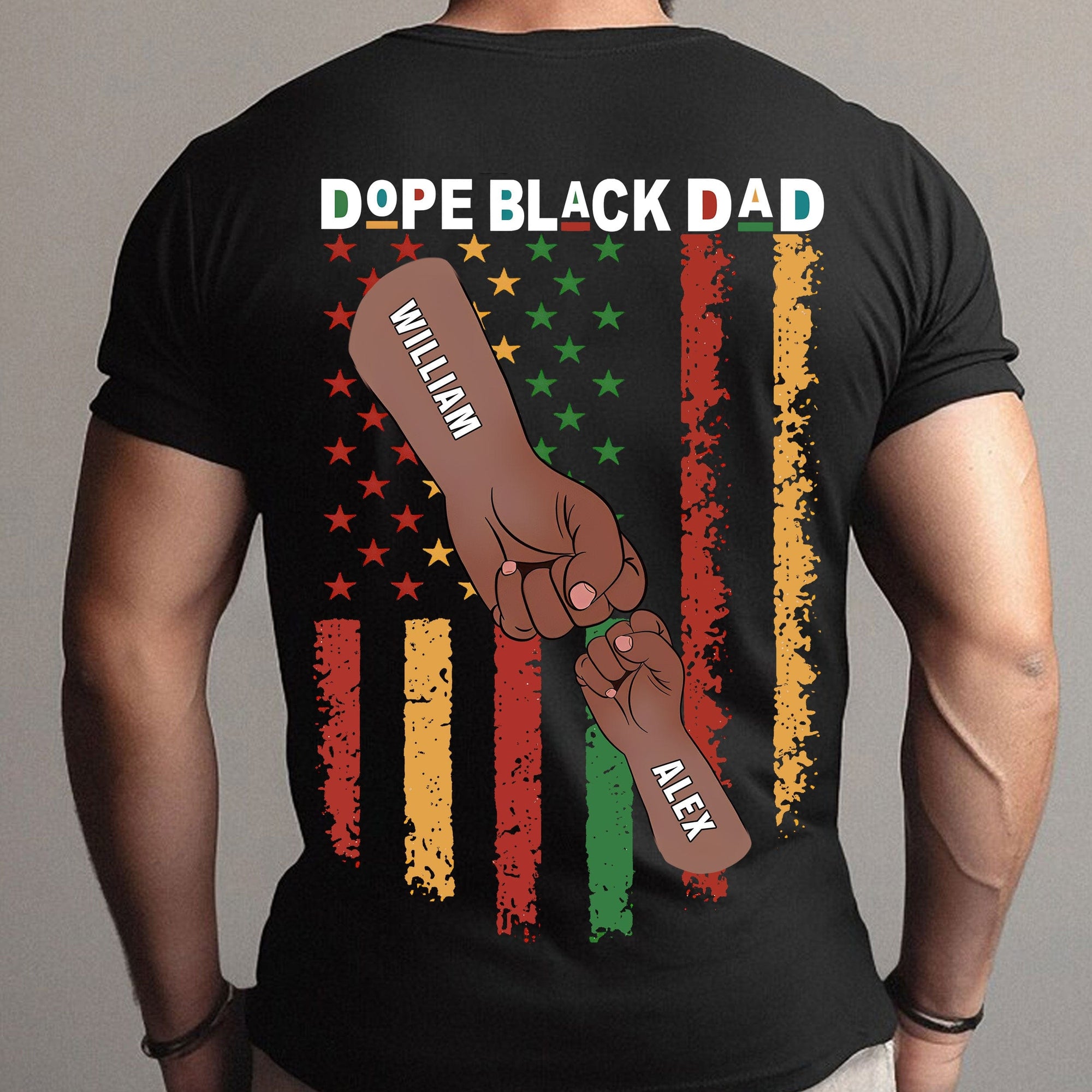 Personalized Family Shirt - Dope Black Dad Backside Design