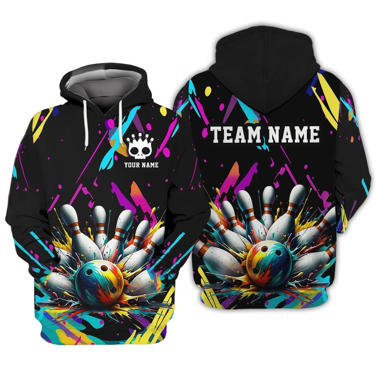 Personalized Bowling Team Shirt - Splash into Strikes, All Over Printed