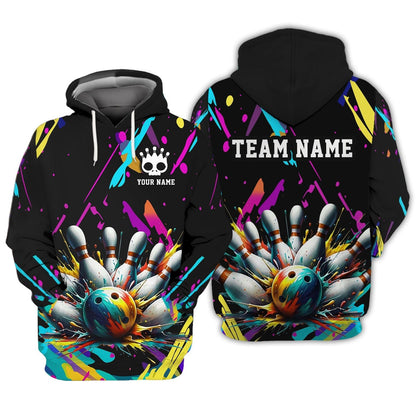 Personalized Bowling Team Shirt - Splash into Strikes, All Over Printed