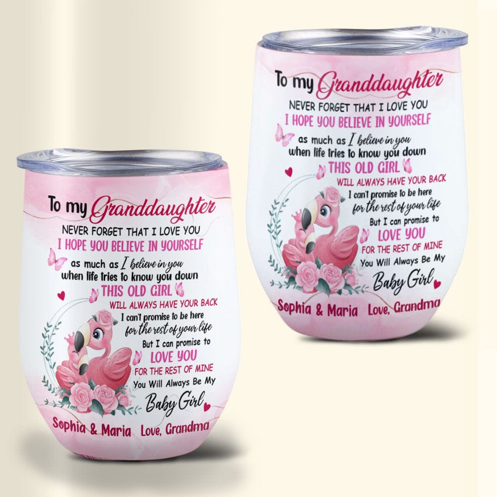 Vaso de vino personalizado con forma de flamenco: Para mi nieta, nunca olvides que te amo