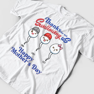 Personalized Family Shirt - Thanks For Not Swallowing Us, Happy Mother's Day