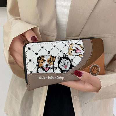 Personalized Dog Wallet 20x11cm, Personalized Cat Wallet 20x11cm - Designed With a Pet Paw Pattern on an Elegant Leather-Like Background