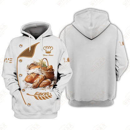 Personalized Baker Shirt - Oven-Warm Bread & Shimmering Wheat Pattern