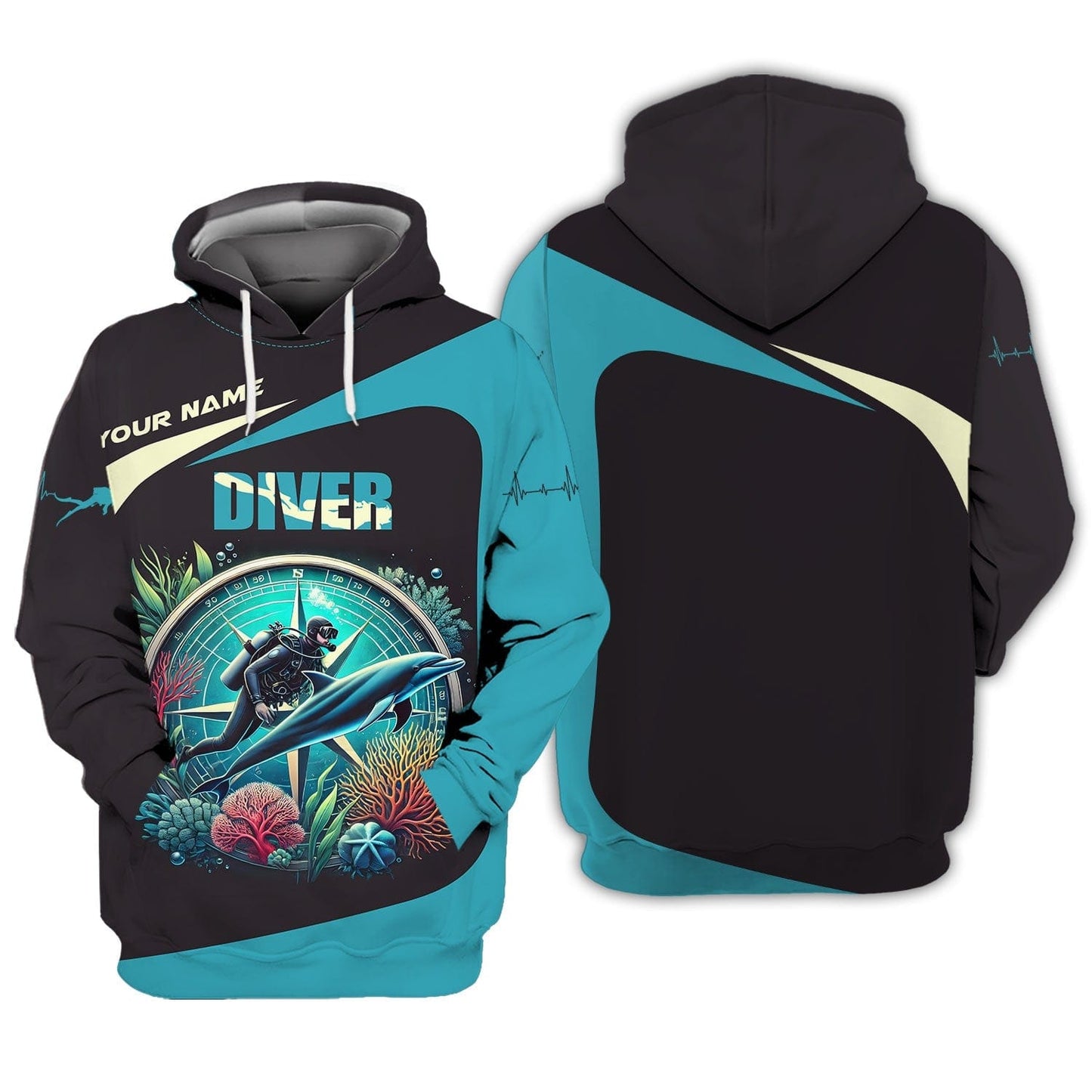 3D Full Print Scuba Diving T-Shirts Personalized Name Gift For Diver Lovers