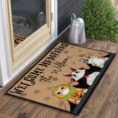 Personalized Cat Halloween Doormat - Welcome Madafakas: Paws, Claws & Spooky Applause
